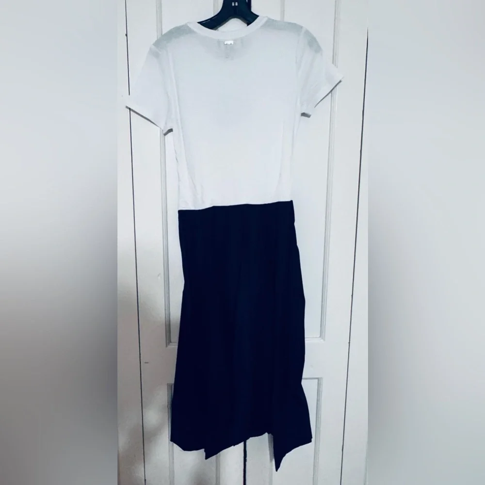 DKNY Women's Mixed-Media Tie-Front Short Sleeve Knit Dress
